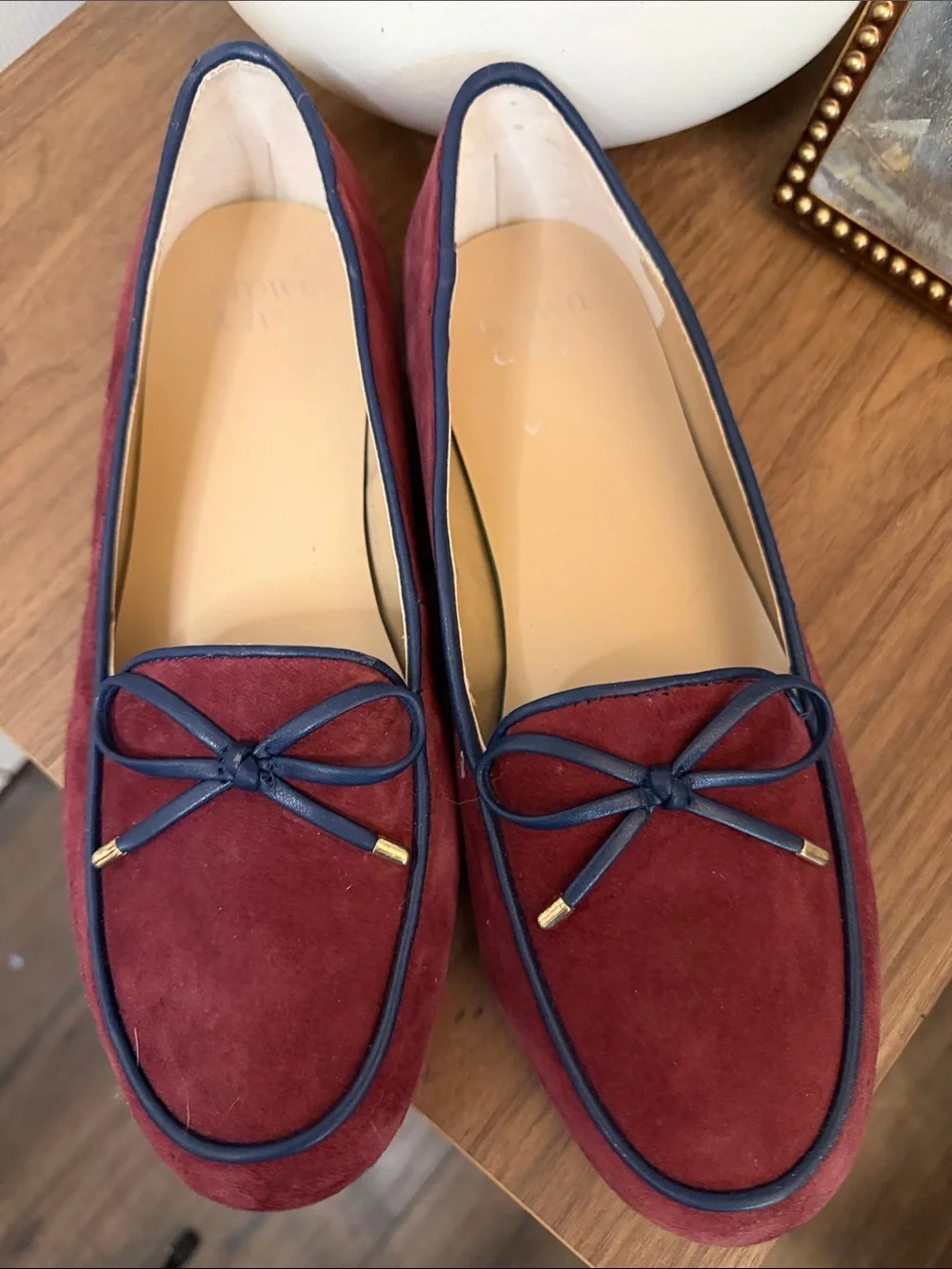Crown & Ivy Burgundy Suede Bow Loafers | Size 7.5 | Quiet Luxury Fall Flats